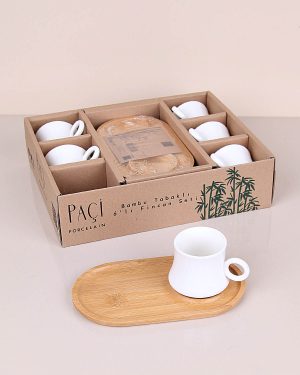 Oval Bambulu Porselen Kahve Fincanı