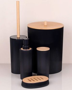 Bambu Beşli Banyo Seti Siyah